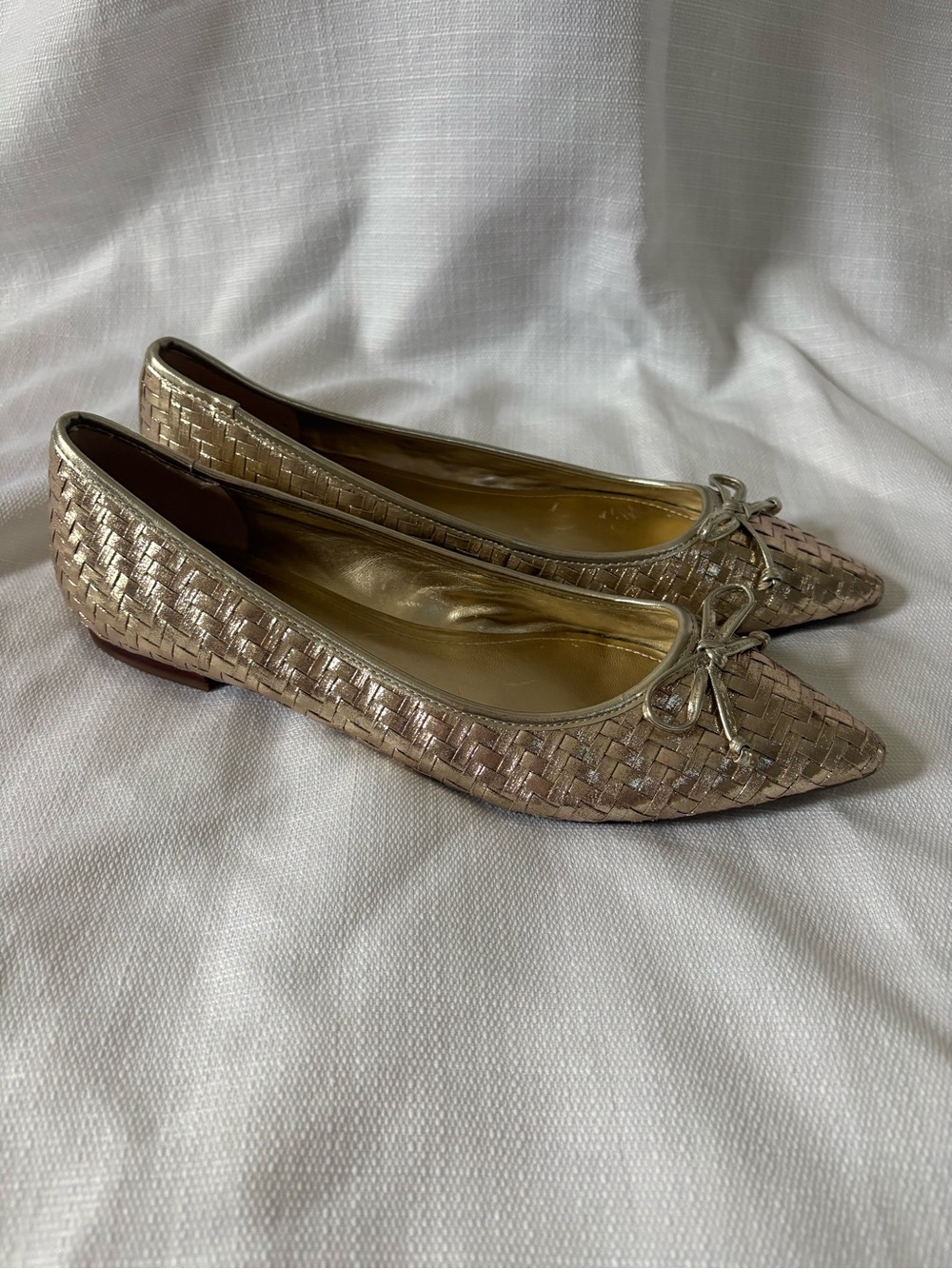 Marc Fisher Apala pointed-toe metallic woven ballet flats